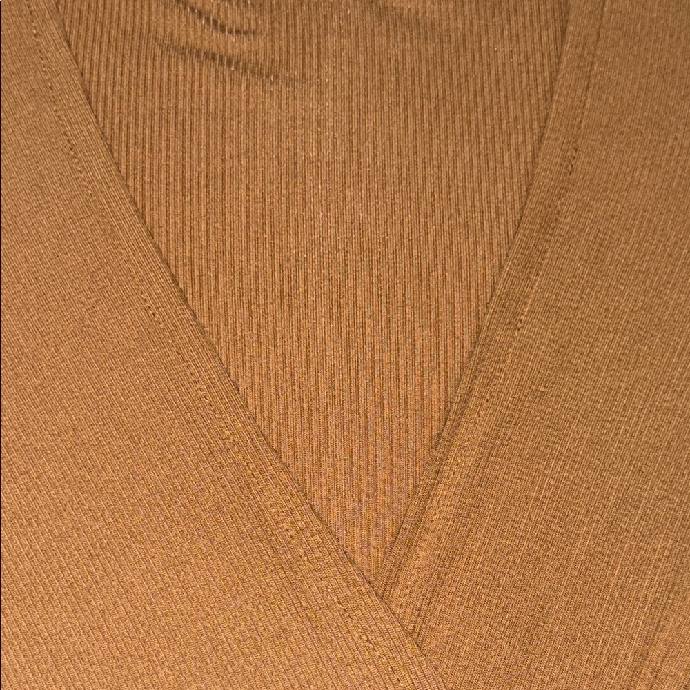 Elegant Tan Wrap ribbed Top - Picture 6 of 12